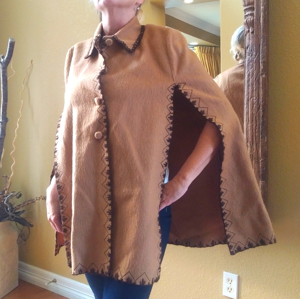 Unique Cape Poncho Camel M Custom made